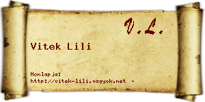 Vitek Lili névjegykártya